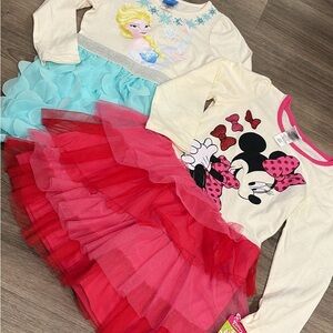 Disney Elsa and Minnie Mouse Dresses in Red and Blue